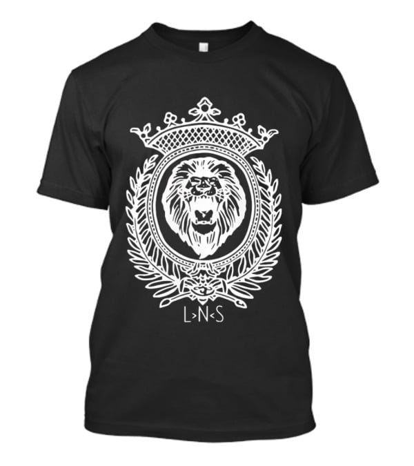 LNS Lion Crowned Heraldic Crest Monochromatic Cotton T-Shirt