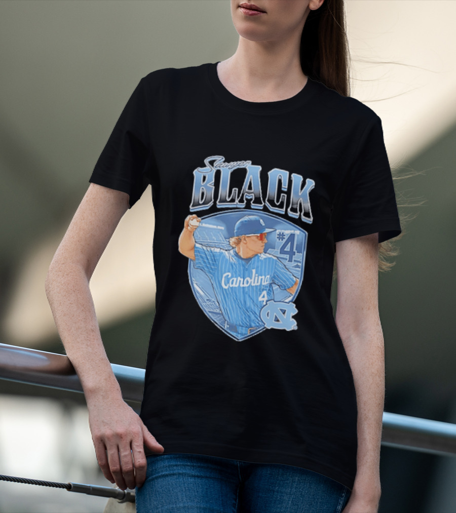 Sawyer Black Carolina Tar Heels #4 Baseball Player T-Shirt