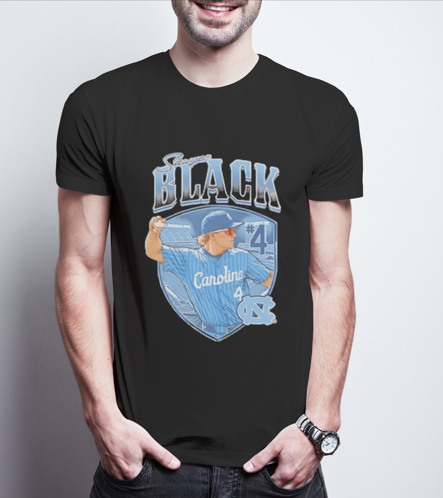 Sawyer Black Carolina Tar Heels #4 Baseball Player T-Shirt