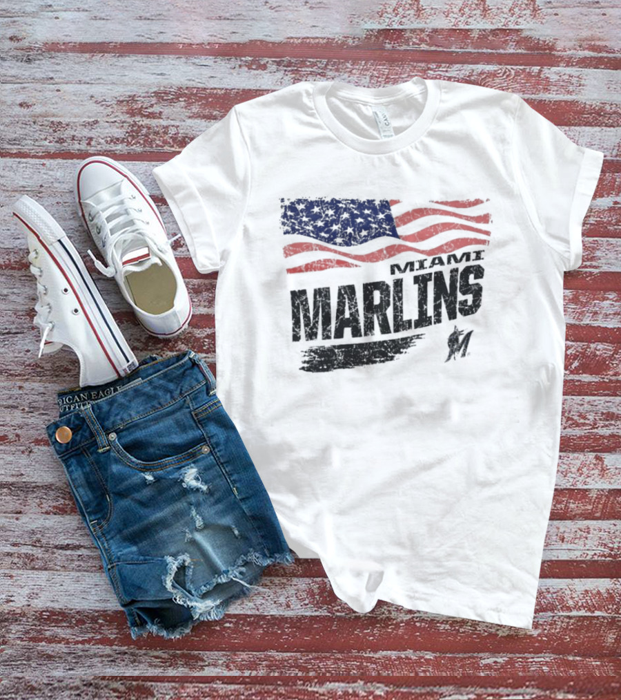 Miami Marlins MLB United States Flag T-Shirt