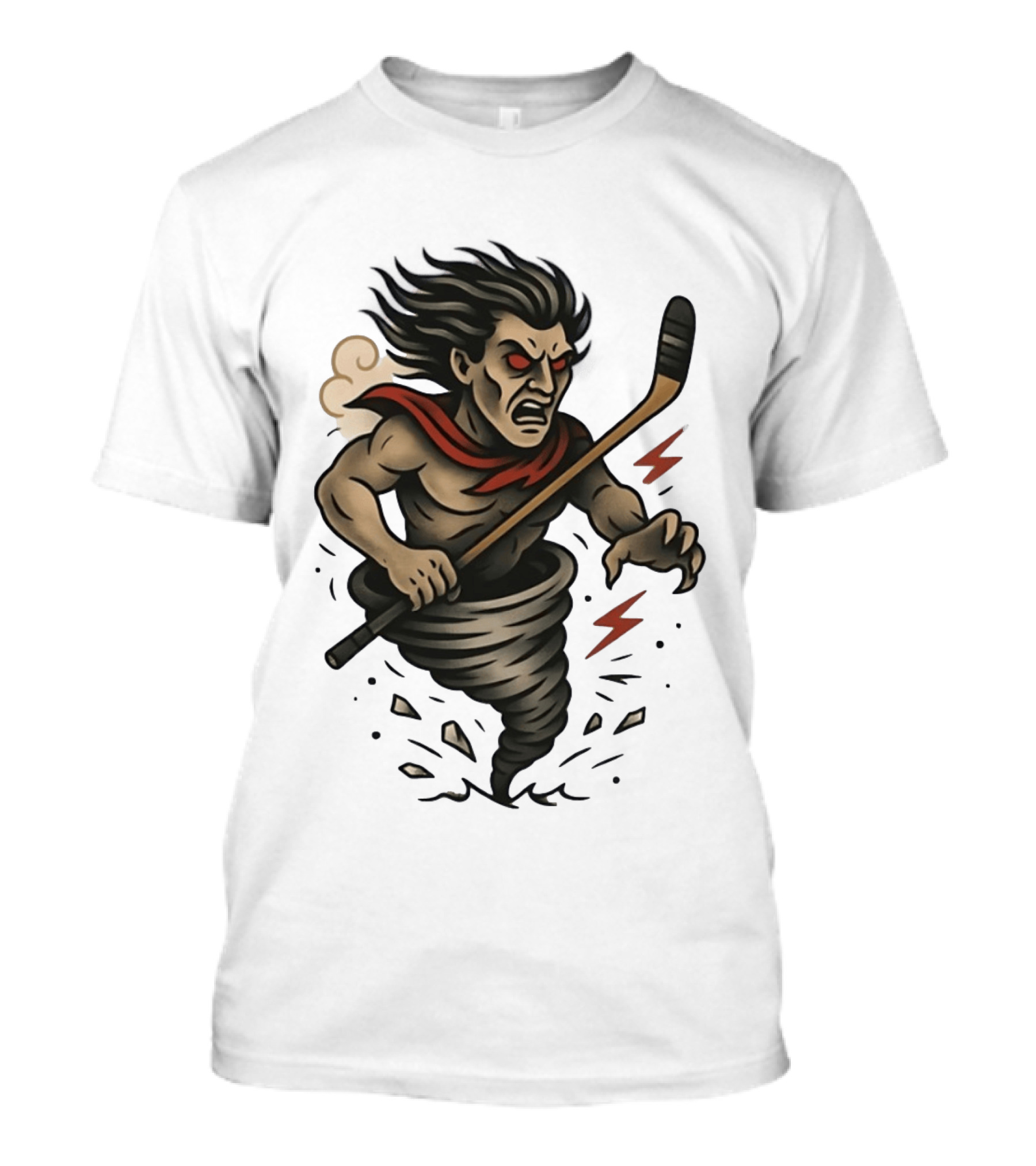Tattooed Tornado Hockey Player Angry Sport Vector T-Shirt