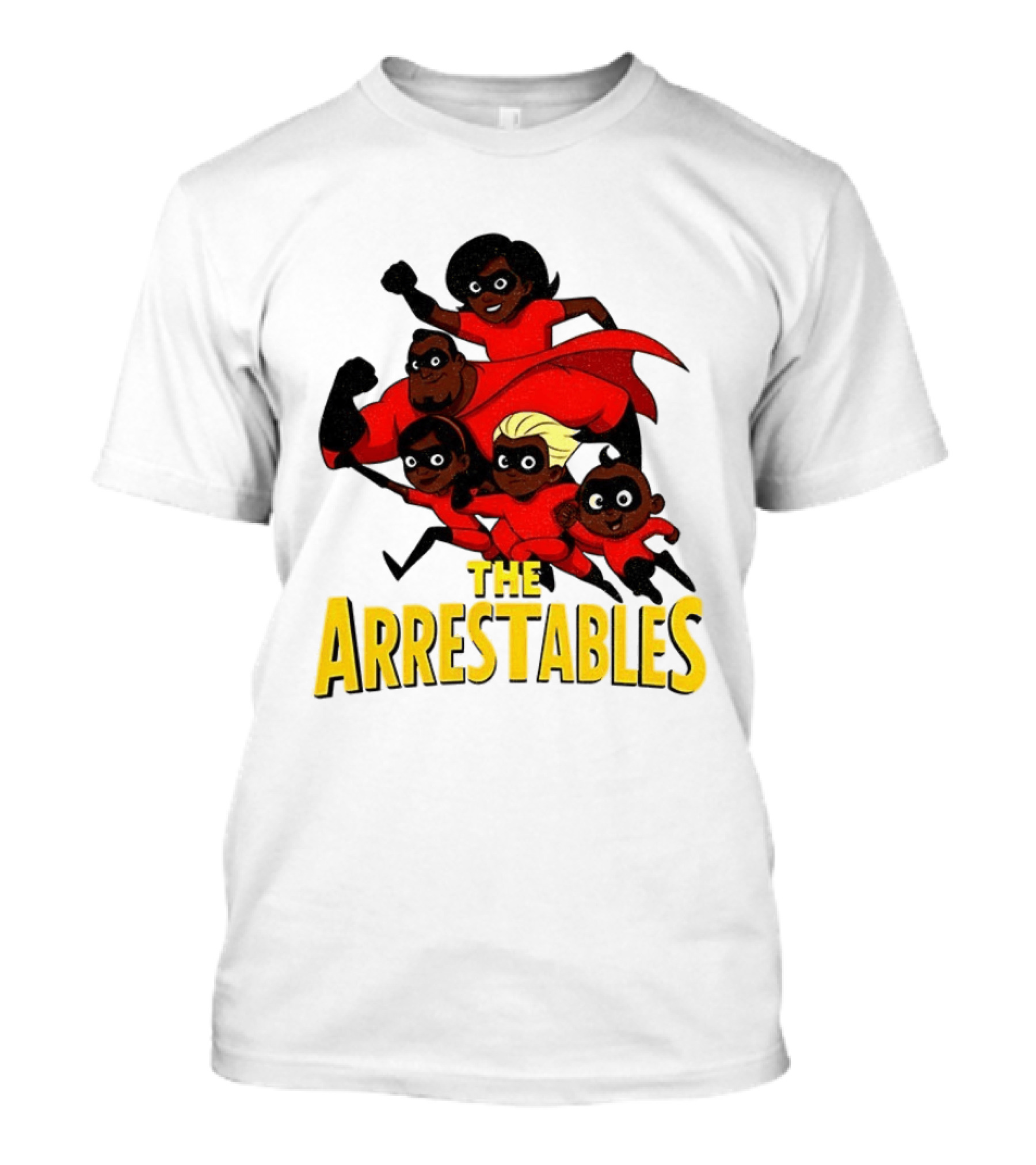 The Arrestables Superhero Family In Red Suits T-Shirt