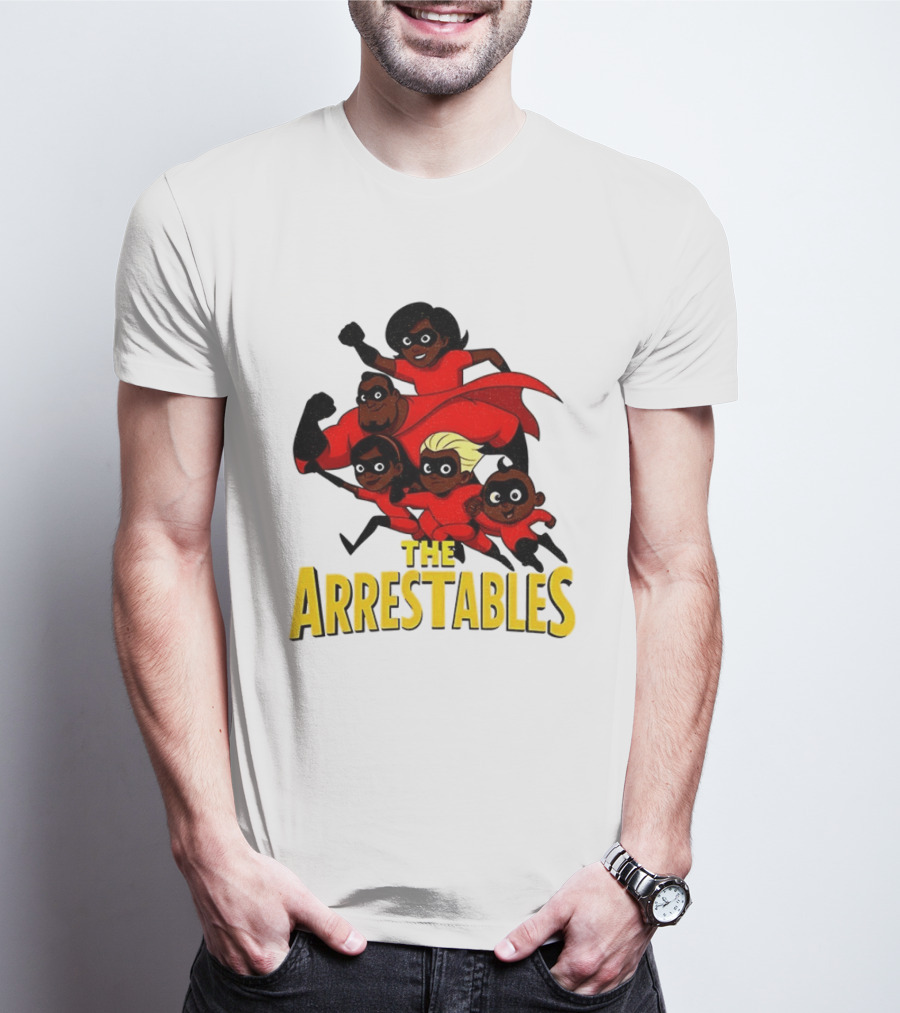 The Arrestables Superhero Family In Red Suits T-Shirt
