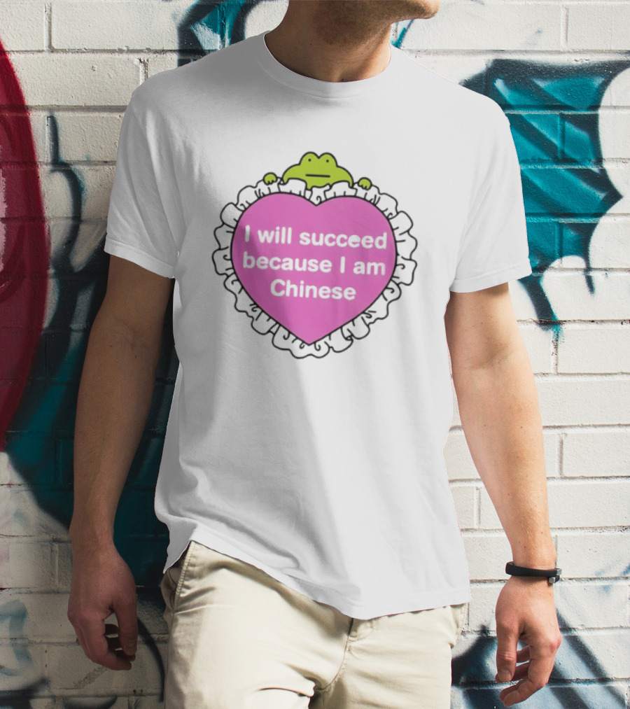 I Will Succeed Because I Am Chinese Pink Heart Frog T-Shirt