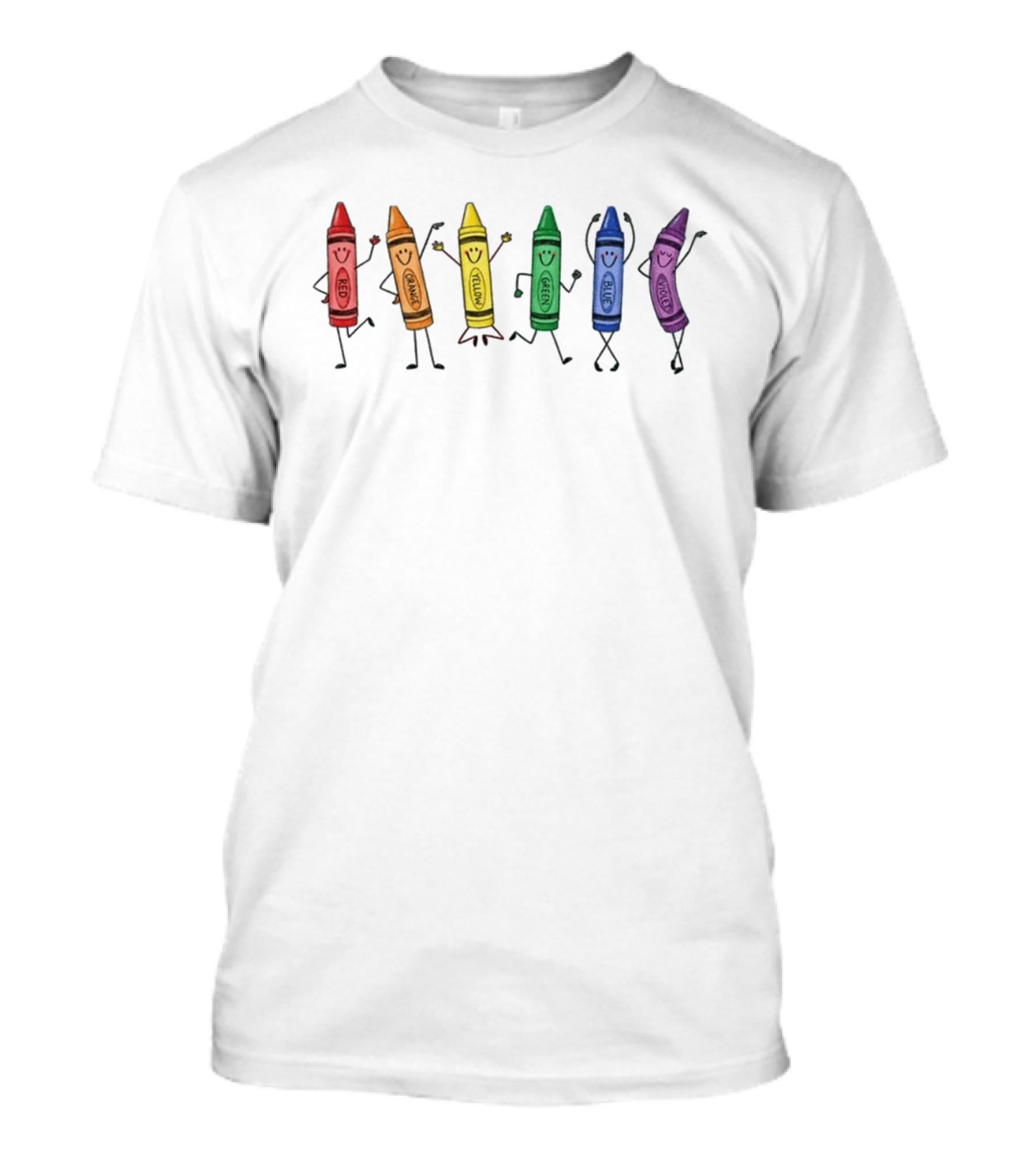 Red Orange Yellow Green Blue Violet Crayon Colors Characters T-Shirt