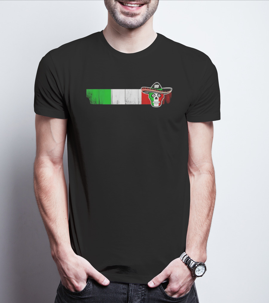 Daniel Suarez 99 Skull Sombrero Mexican Flag T-Shirt