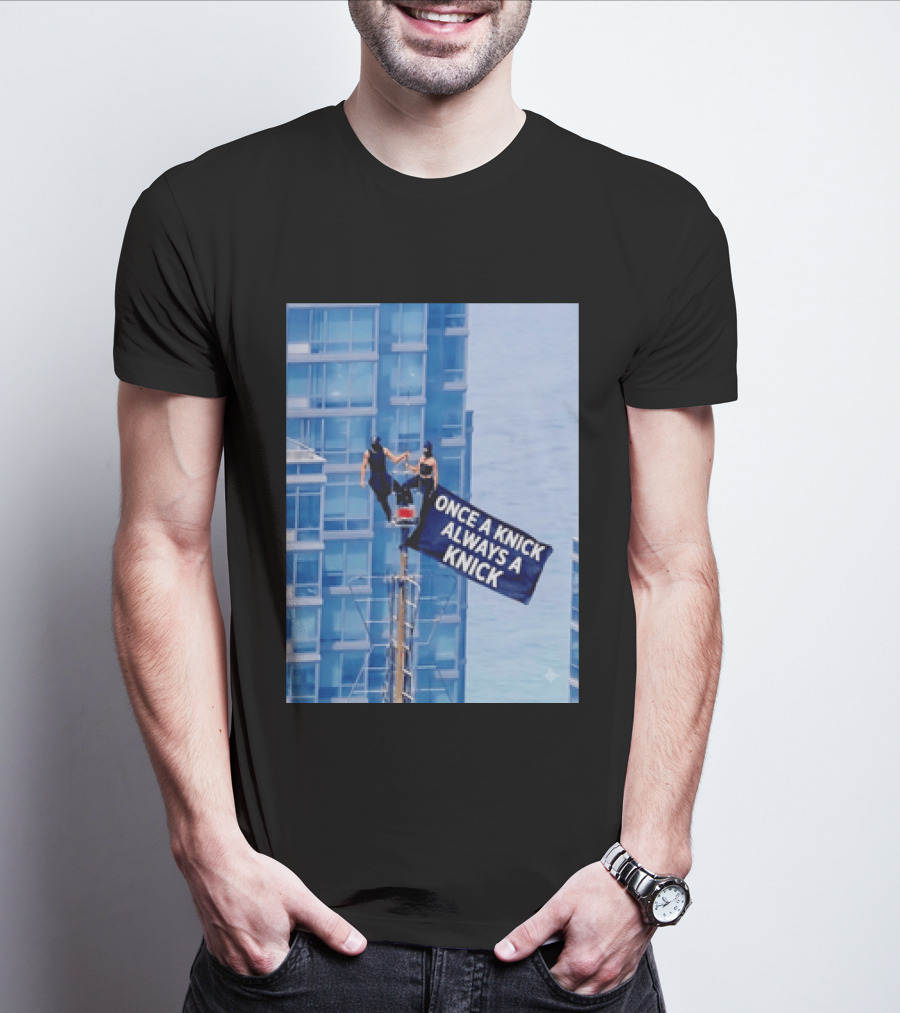 New York Knicks Once A Knick Always A Knick Flag Empire State Building NYC T-Shirt
