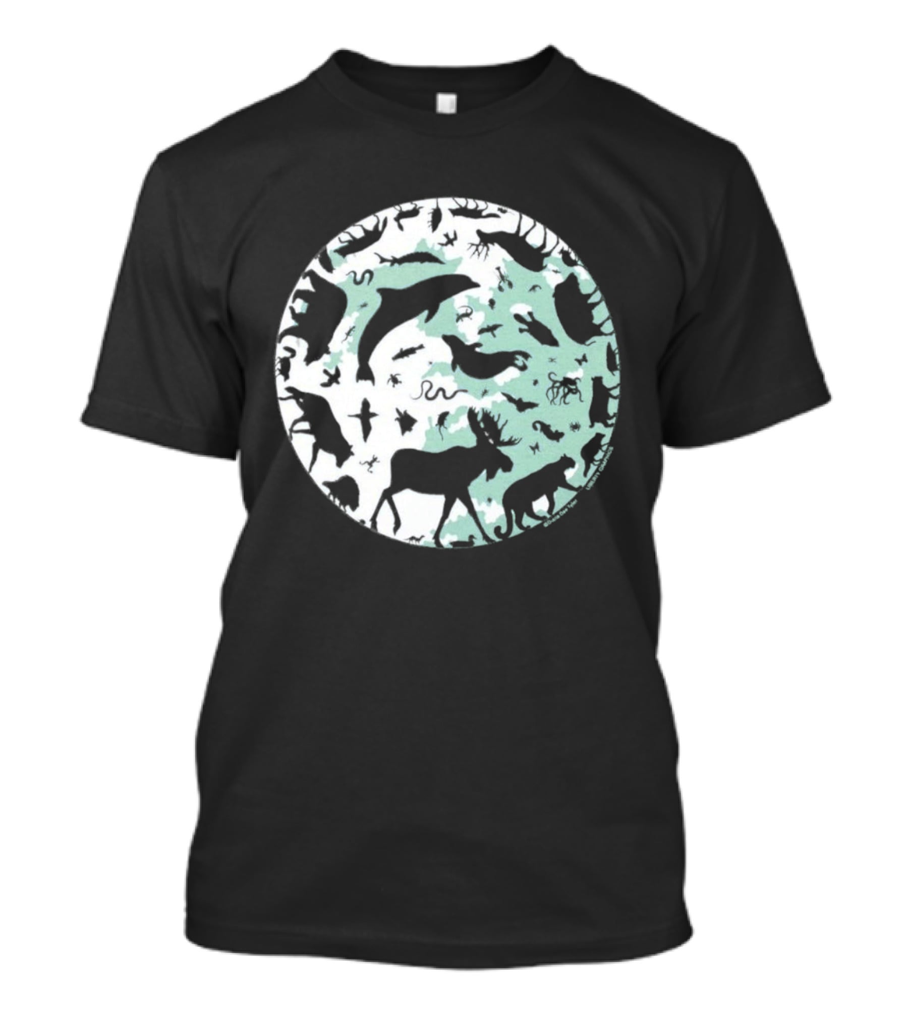 Night Animals Silhouette Circle Adult Navy 2026 T-Shirt