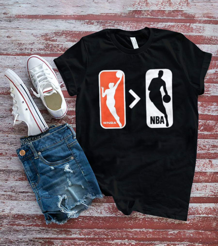 WNBA Logo Greater Than NBA Logo Comparison T-Shirt