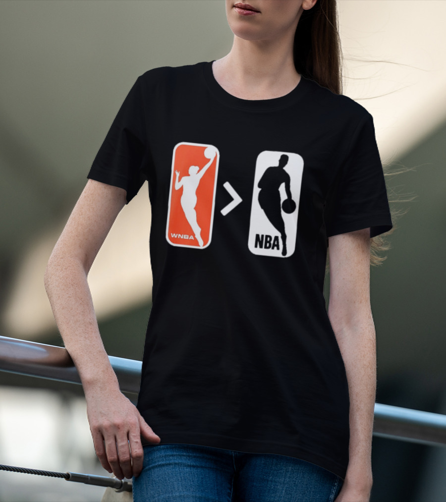 WNBA Logo Greater Than NBA Logo Comparison T-Shirt