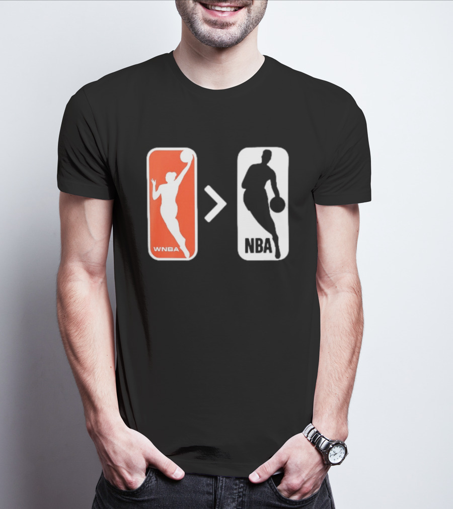 WNBA Logo Greater Than NBA Logo Comparison T-Shirt
