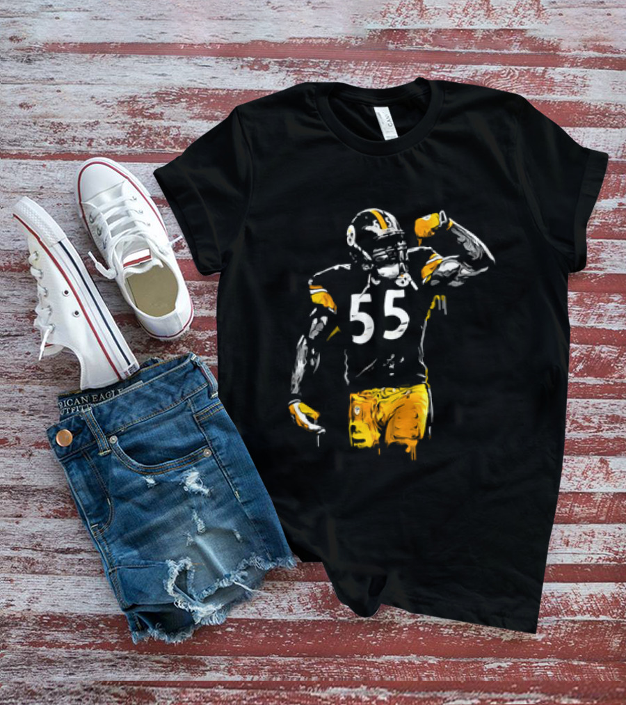 Pittsburgh Steelers Number 55 Football Player Drip T-Shirt