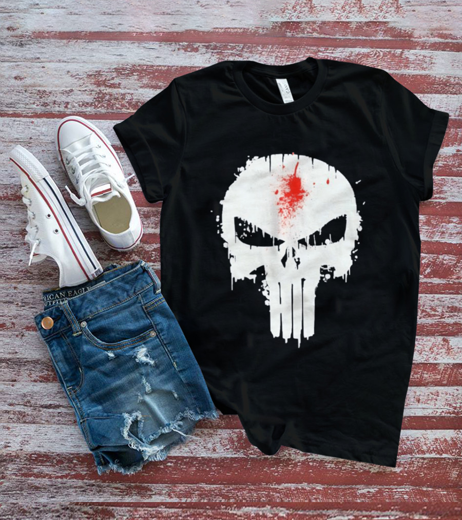 Punisher Skull Bleeding Head Shot T-Shirt
