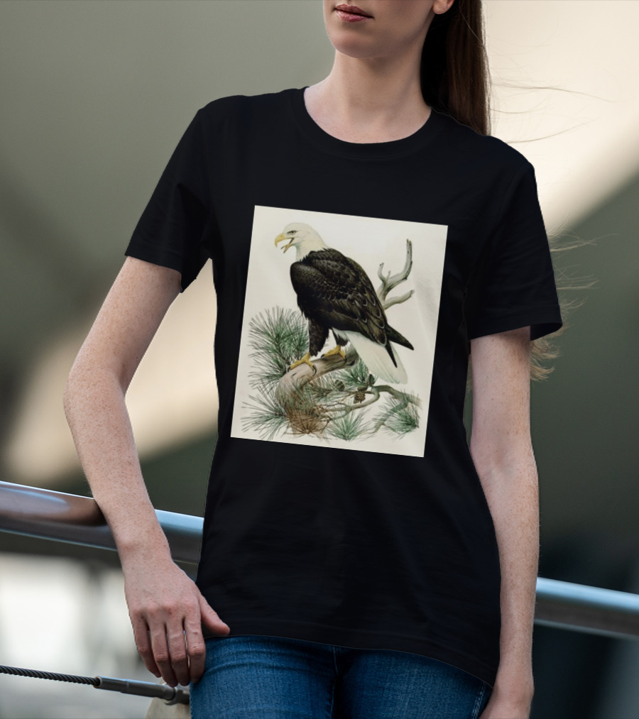 Roger Tory Peterson Bald Eagle Illustration On Stone Background 2026 T-Shirt
