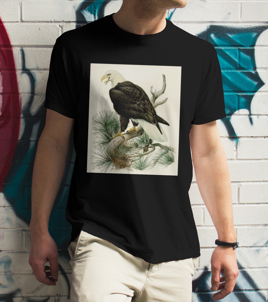 Roger Tory Peterson Bald Eagle Illustration On Stone Background 2026 T-Shirt