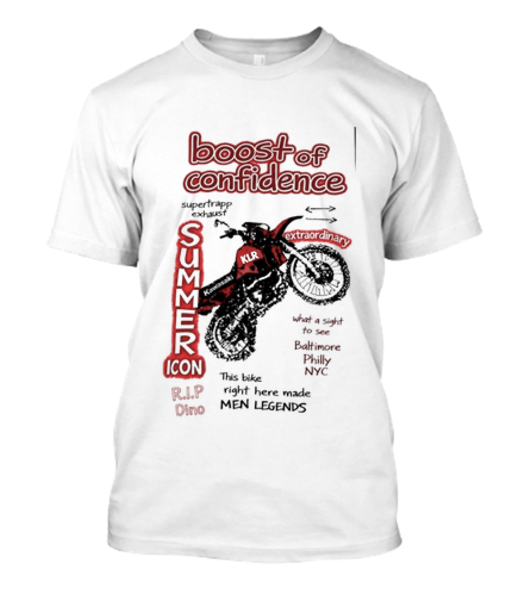 Boost Of Confidence Kawasaki KLR Summer Icon RIP Dino Men Legends T-Shirt