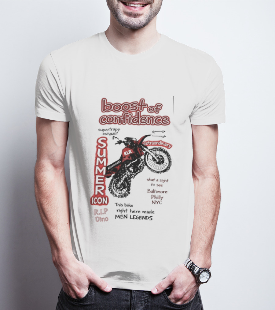 Boost Of Confidence Kawasaki KLR Summer Icon RIP Dino Men Legends T-Shirt