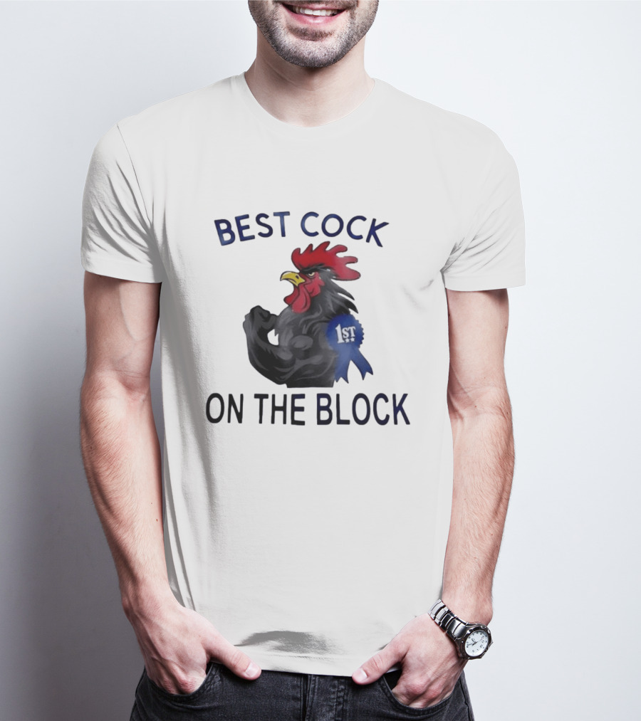 Best Cock On The Block Muscular Rooster 1st Place Ribbon T-Shirt