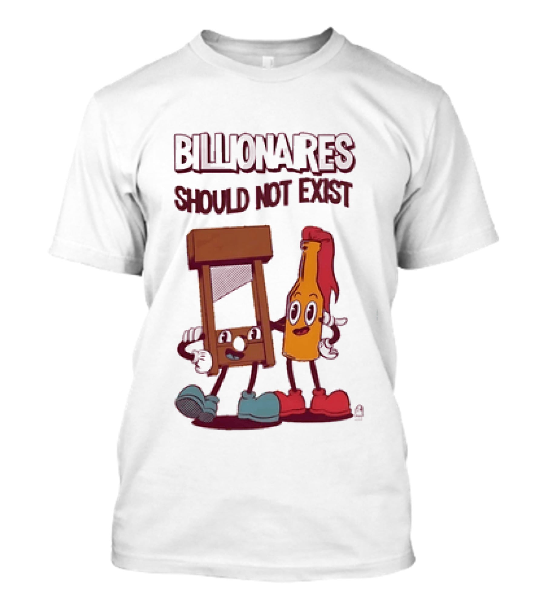 Billionaires Should Not Exist Cartoon Guillotine Molotov T-Shirt