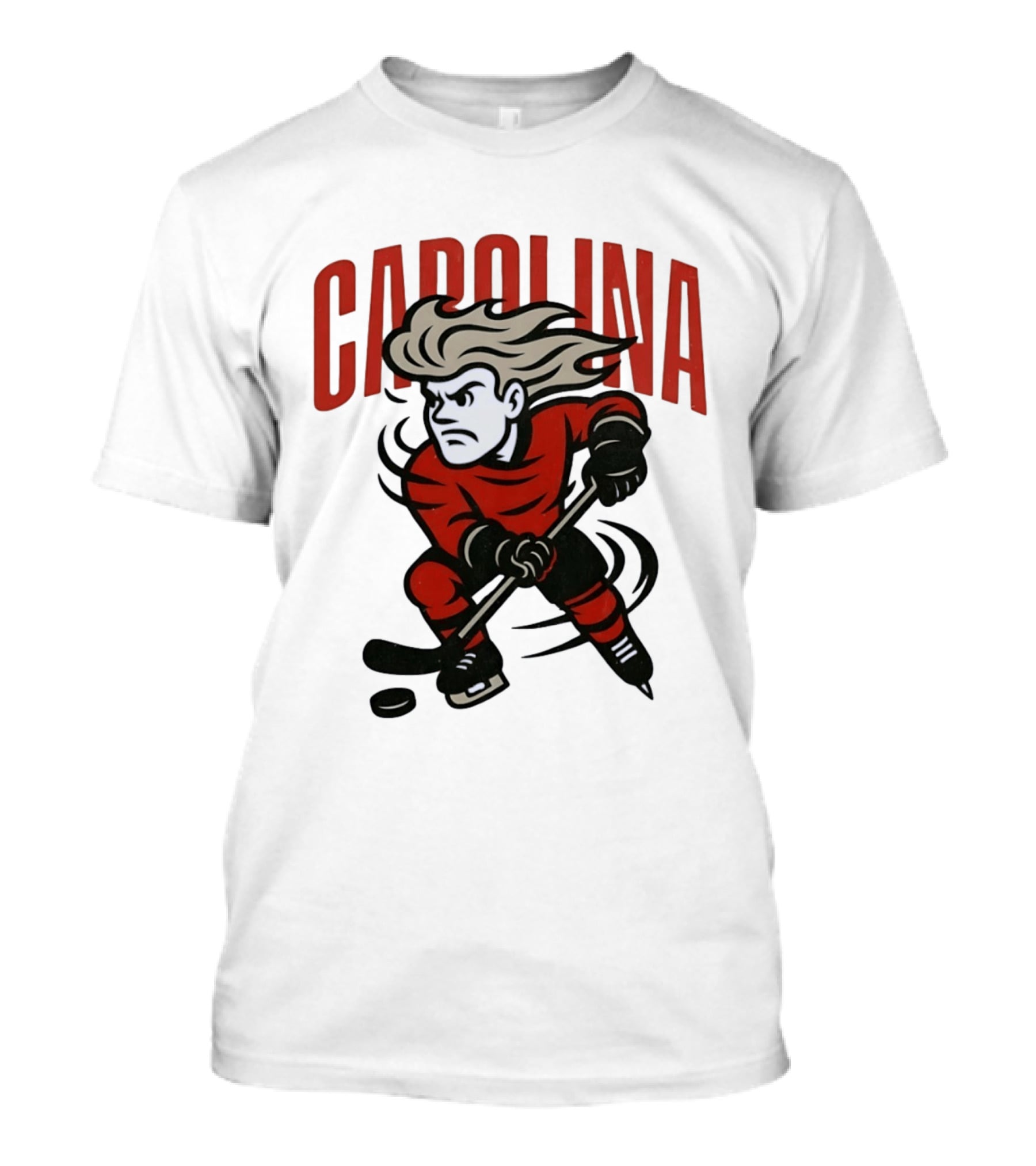 Carolina Hockey Action Figure Skating Puck Player T-Shirt