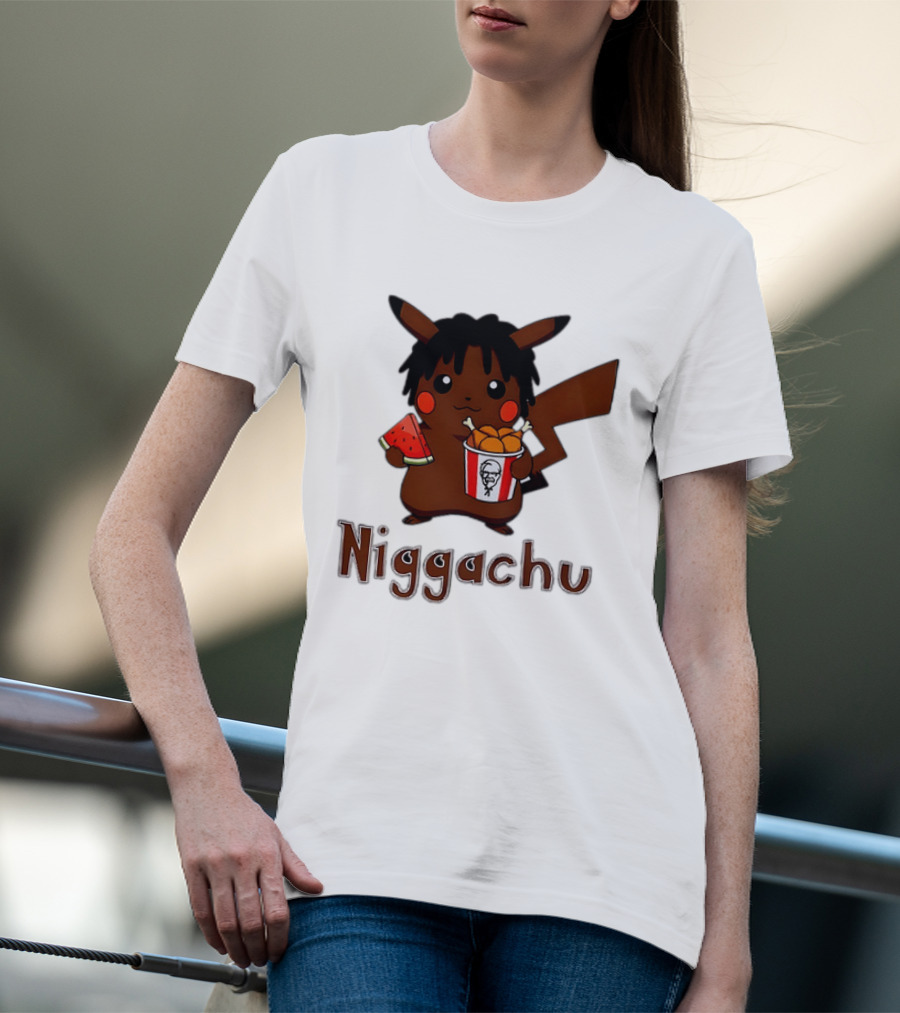 Niggachu Pikachu With Fried Chicken And Watermelon T-Shirt