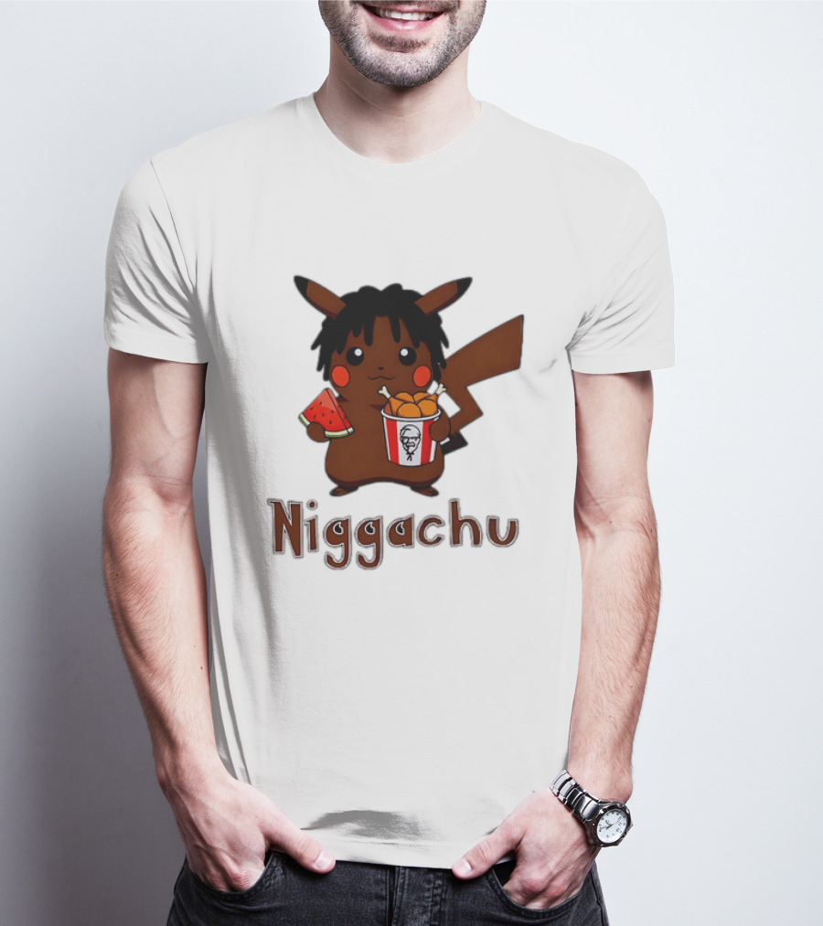 Niggachu Pikachu With Fried Chicken And Watermelon T-Shirt