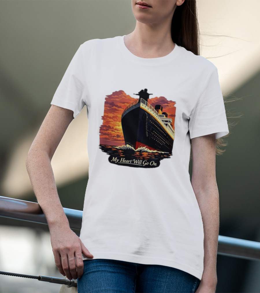 Titanic Sunset Scene My Heart Will Go On Jack And Rose T-Shirt