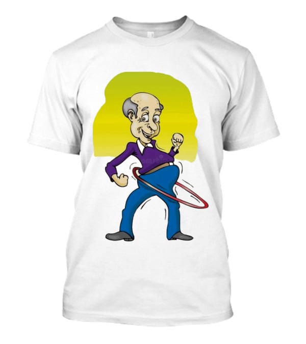 Elderly Man Hula Hooping Joyfully With Fist Pump T-Shirt