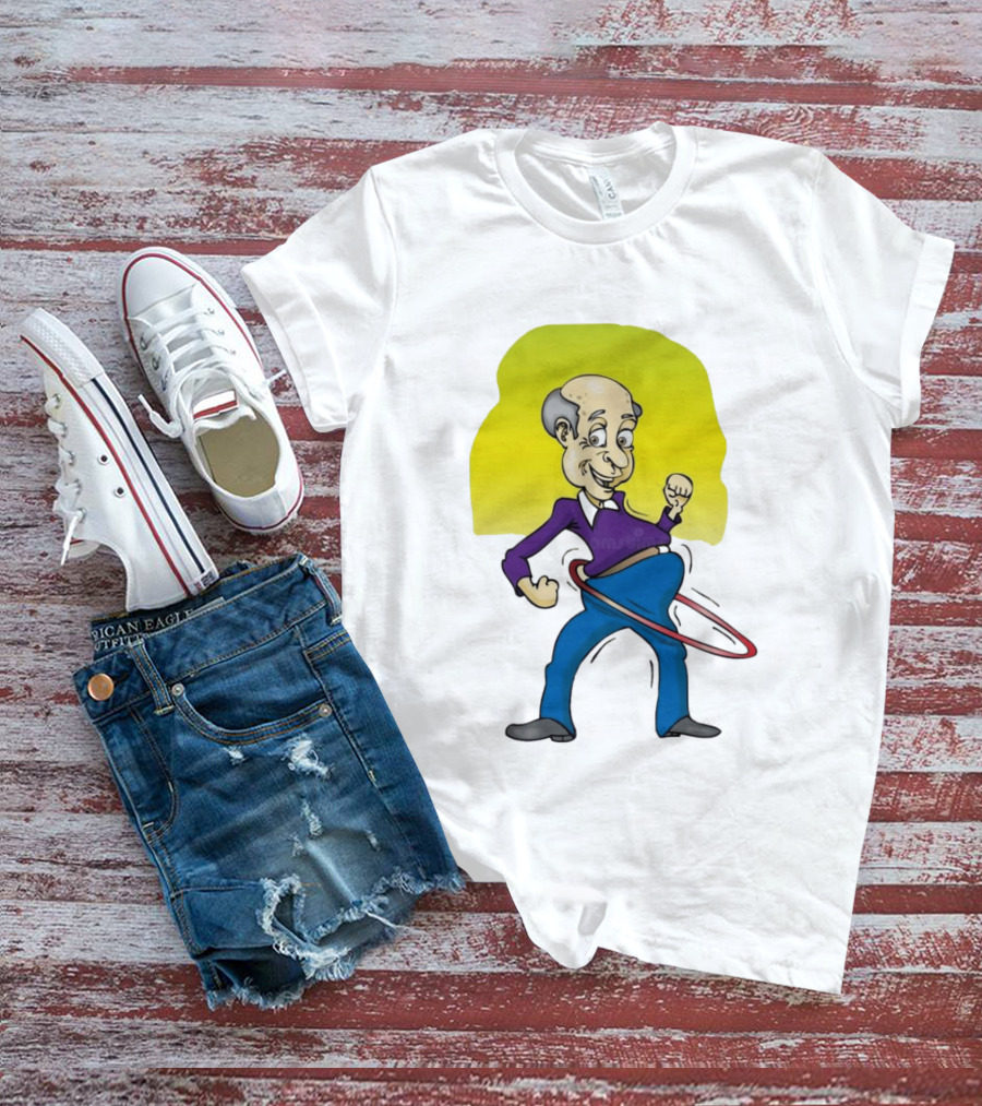 Elderly Man Hula Hooping Joyfully With Fist Pump T-Shirt