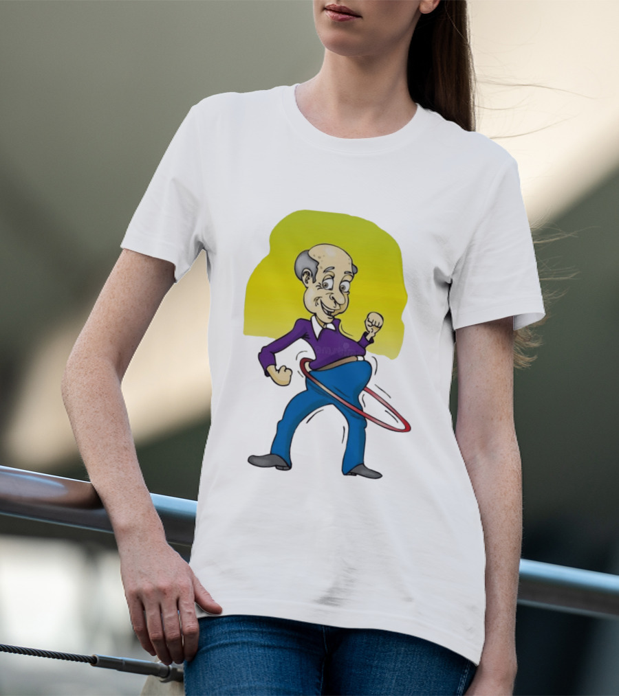 Elderly Man Hula Hooping Joyfully With Fist Pump T-Shirt