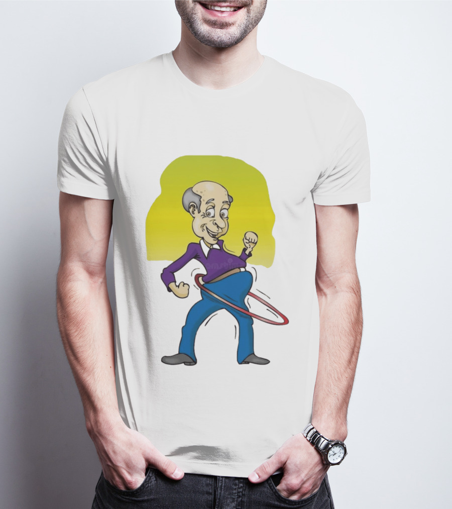 Elderly Man Hula Hooping Joyfully With Fist Pump T-Shirt