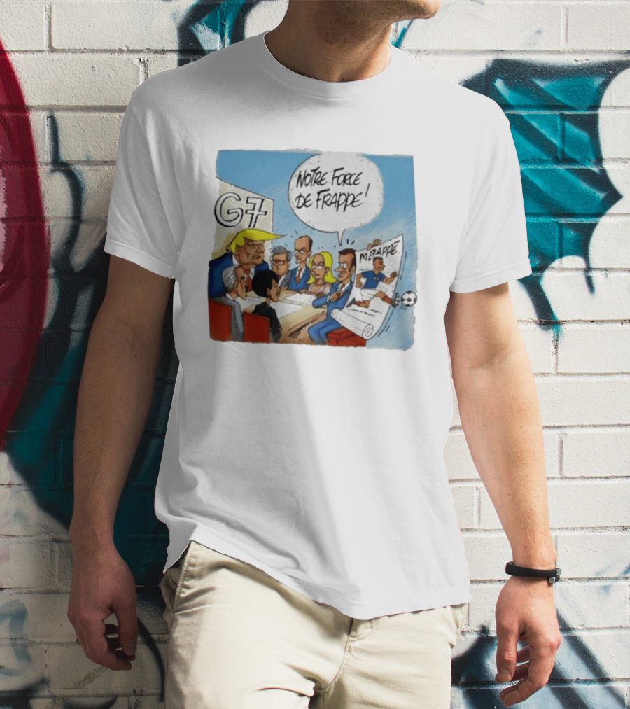 G7 Notre Force De Frappe Mbappe Cartoon Conference Scene T-Shirt