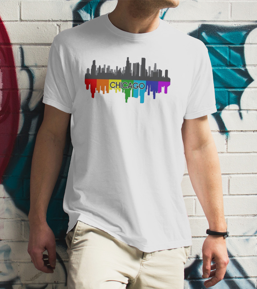 Chicago Skyline Rainbow Pride City T-Shirt