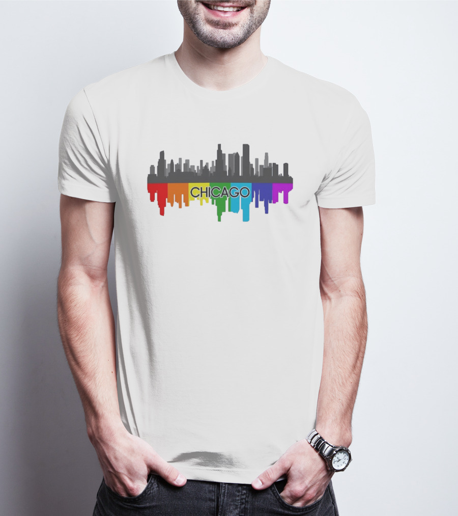 Chicago Skyline Rainbow Pride City T-Shirt
