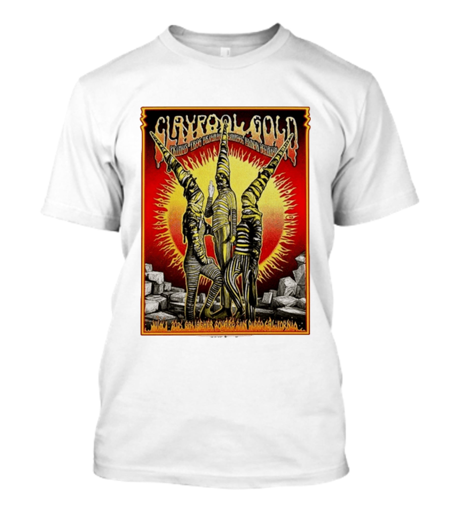 Primus Claypool Gold Tour 2026 Gallagher Square San Diego July 1 Psychedelic T-Shirt