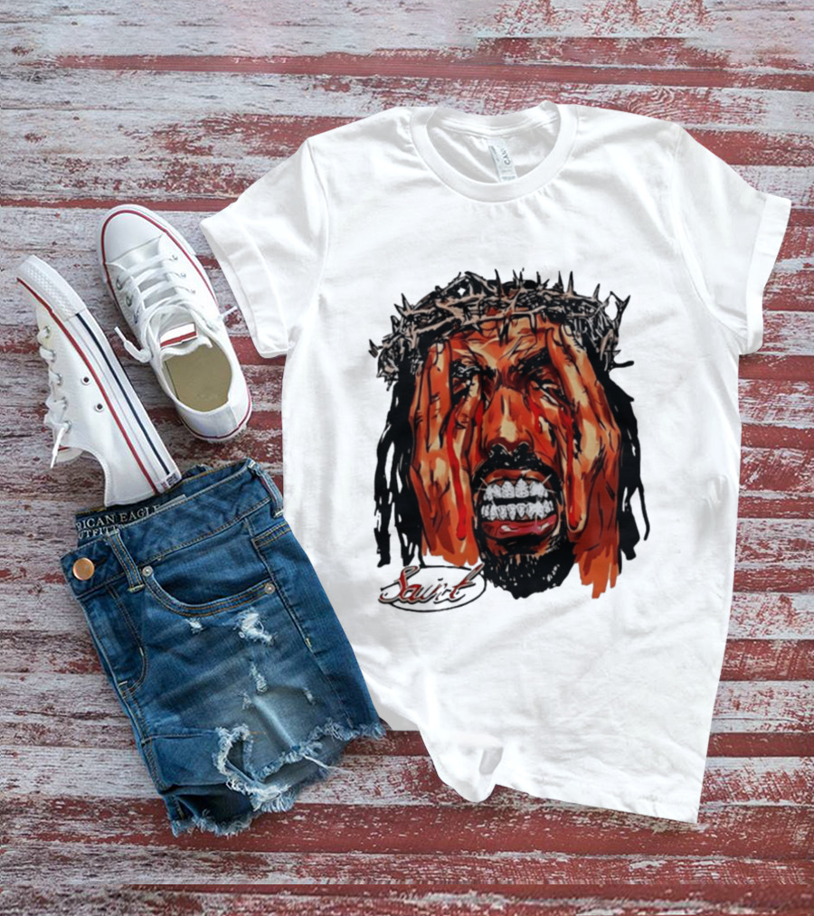 Saint Jesus Crown Of Thorns Diamond Grillz T-Shirt