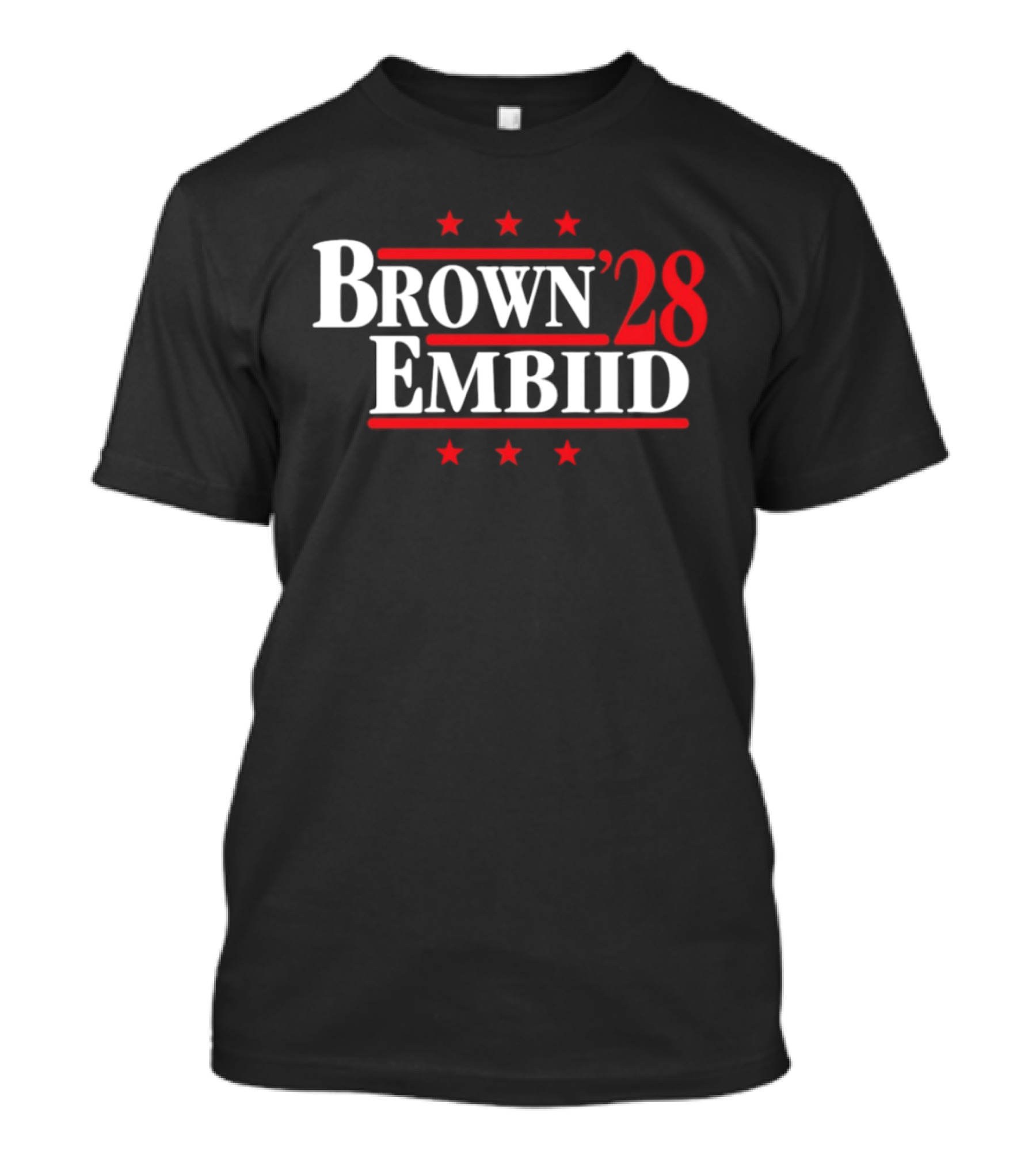 Brown Embiid 28 Philadelphia 76ers Seven Stars T-Shirt