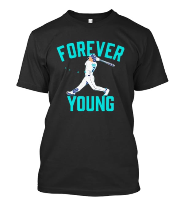 Forever Young Seattle Mariners Cole Young Swinging Baseball T-Shirt