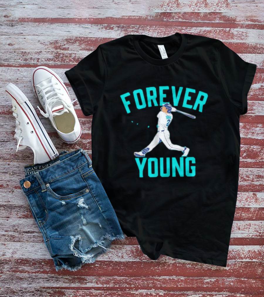 Forever Young Seattle Mariners Cole Young Swinging Baseball T-Shirt