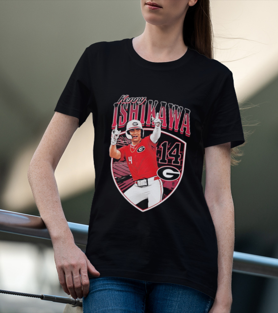 Kenny Ishikawa Georgia Bulldogs 14 Action Pose T-Shirt