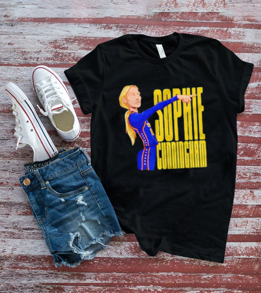 Sophie Cunningham Cartoon Indiana Fever Pointing T-Shirt
