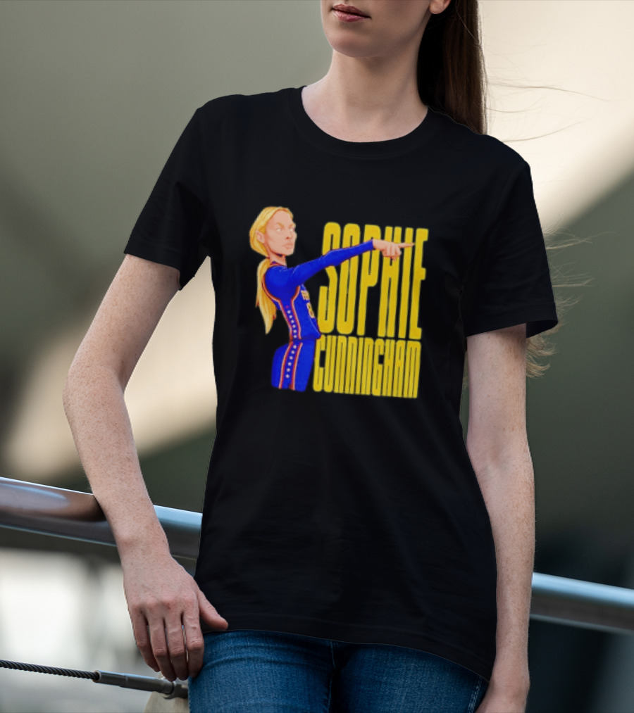 Sophie Cunningham Cartoon Indiana Fever Pointing T-Shirt