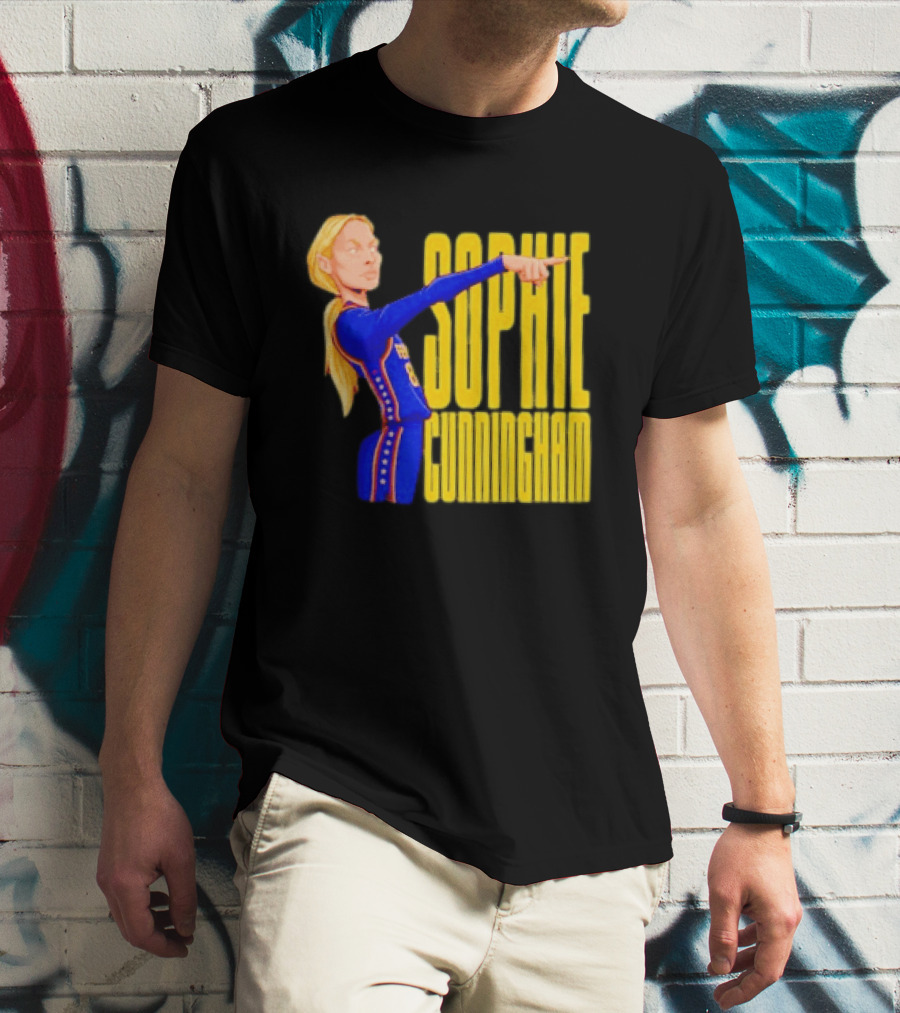 Sophie Cunningham Cartoon Indiana Fever Pointing T-Shirt