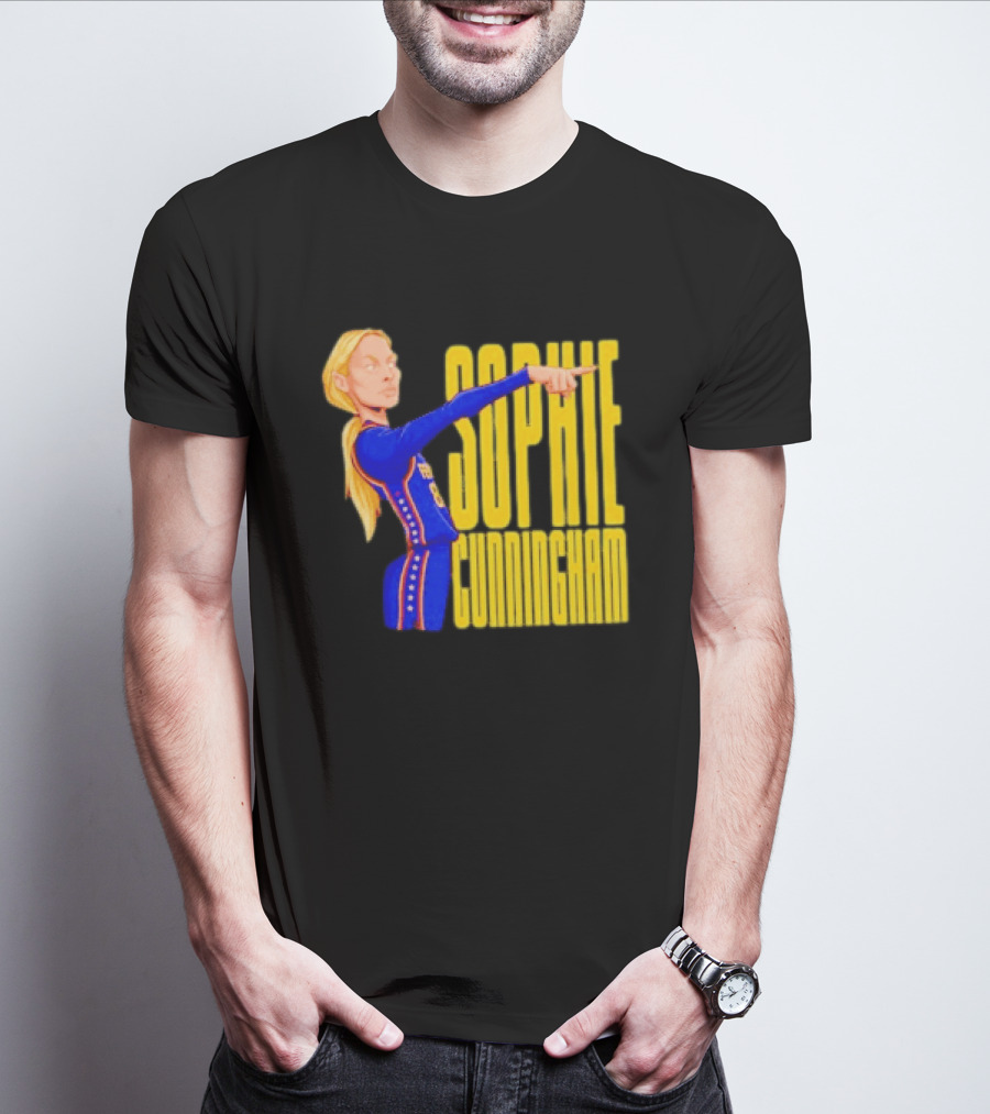 Sophie Cunningham Cartoon Indiana Fever Pointing T-Shirt