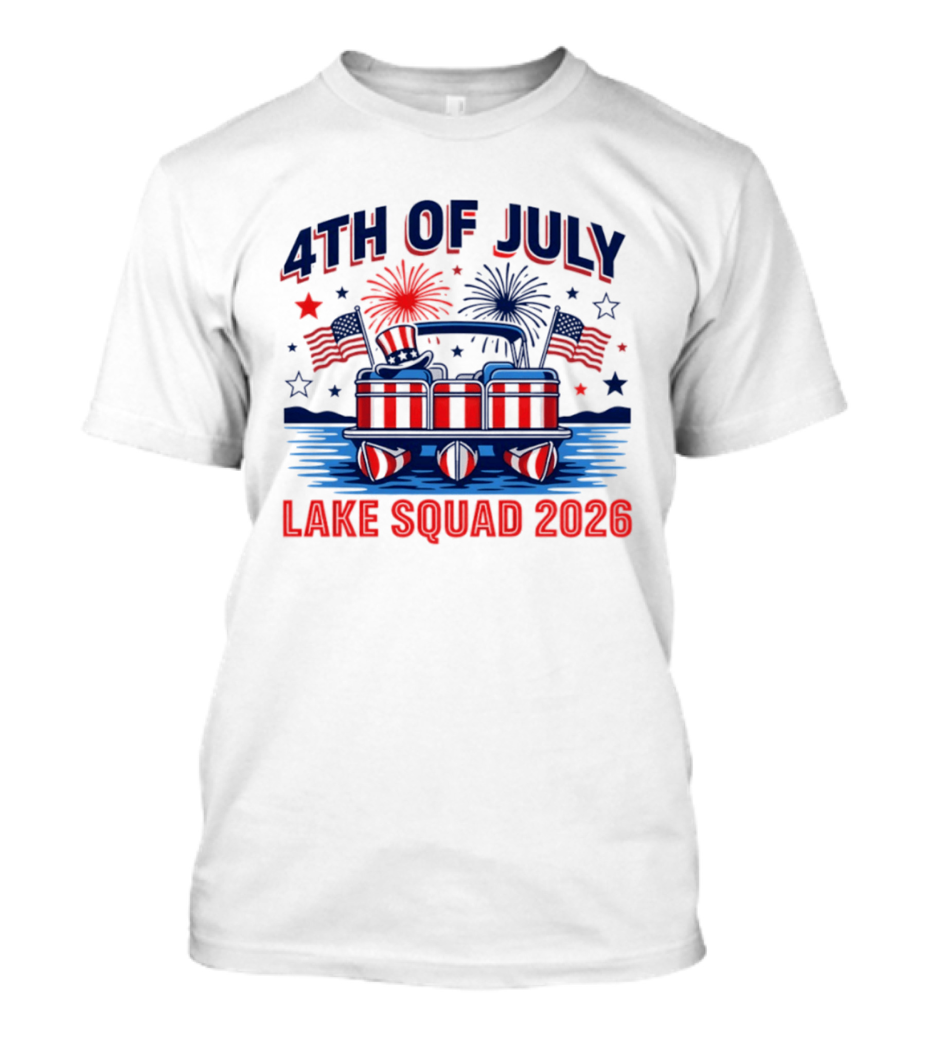 4th Of July Lake Squad 2026 Patriotic Pontoon Boat T-Shirt