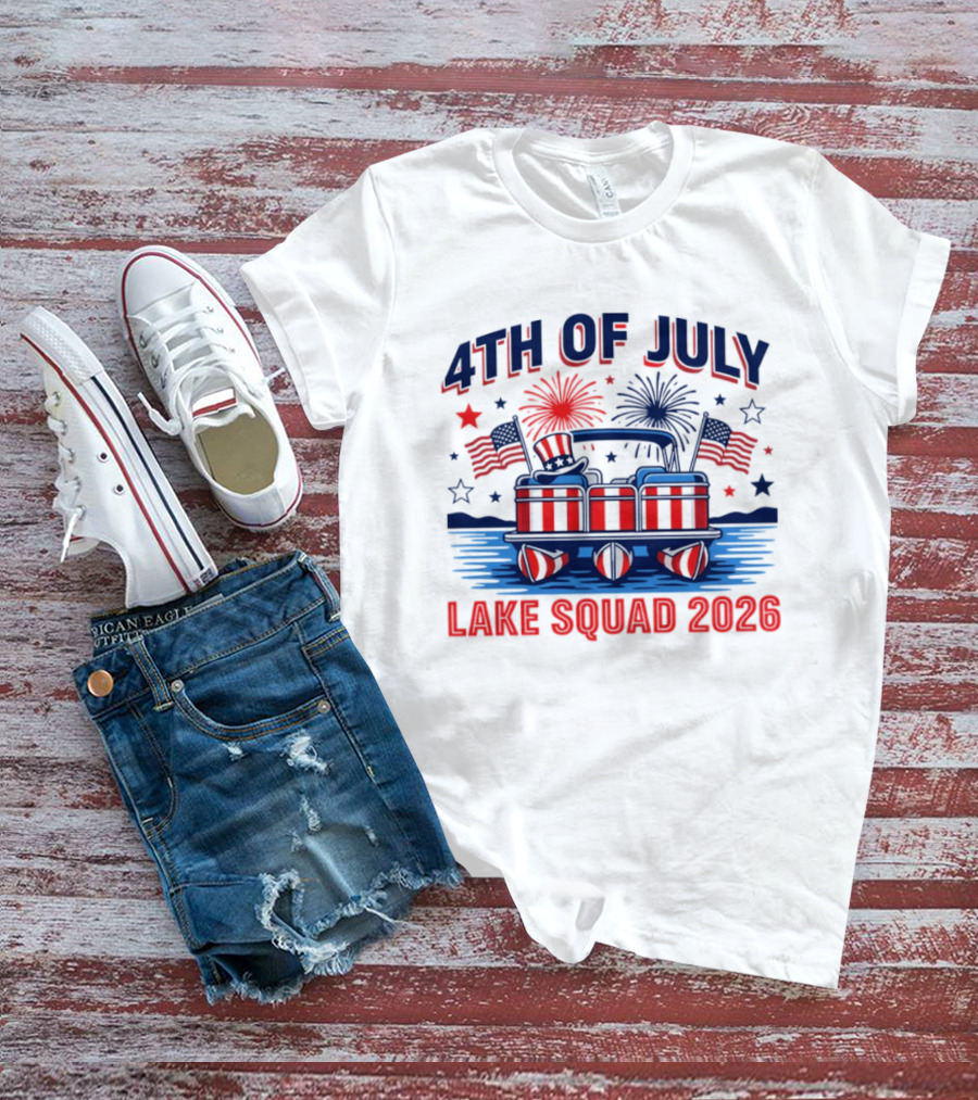 4th Of July Lake Squad 2026 Patriotic Pontoon Boat T-Shirt