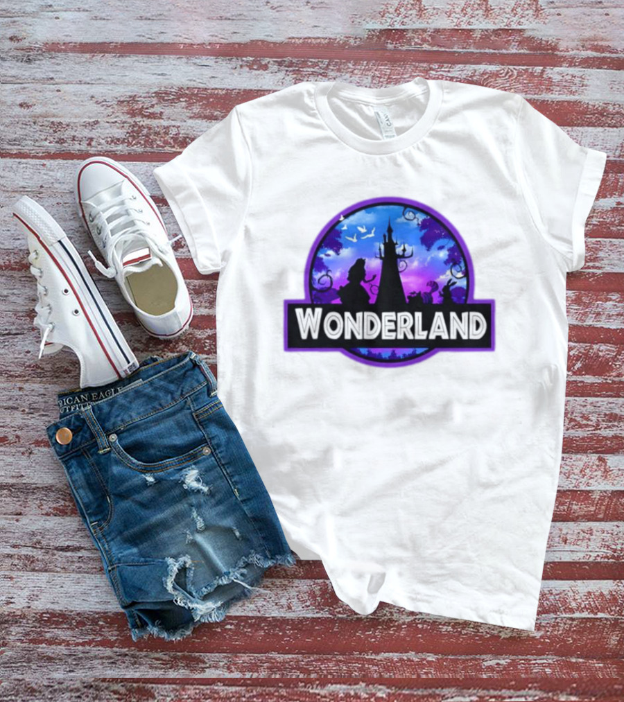 Alice Cheshire Cat White Rabbit Wonderland Disney Fantasy Adventure Movie T-Shirt