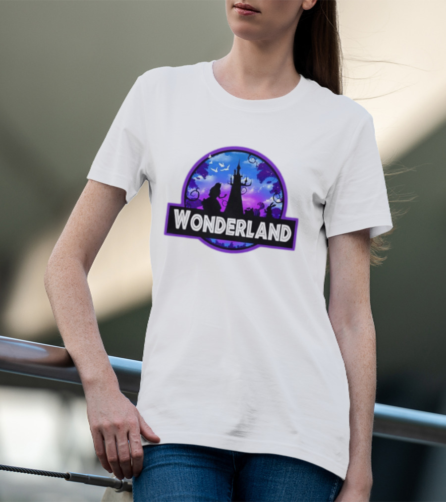 Alice Cheshire Cat White Rabbit Wonderland Disney Fantasy Adventure Movie T-Shirt