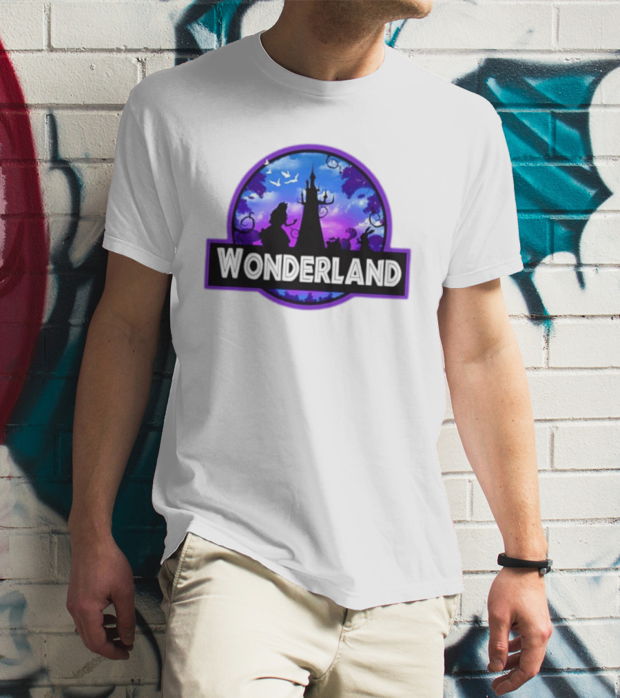 Alice Cheshire Cat White Rabbit Wonderland Disney Fantasy Adventure Movie T-Shirt