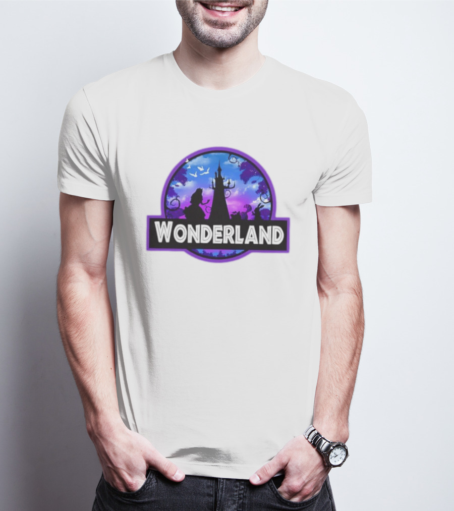 Alice Cheshire Cat White Rabbit Wonderland Disney Fantasy Adventure Movie T-Shirt